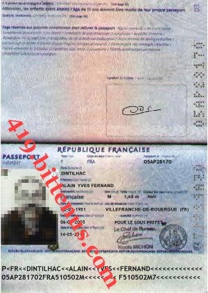 Passport Dintilhac Alain Yves Fernand
